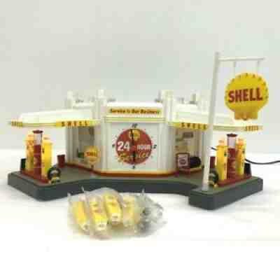 Danbury Mint Vintage Shell Service Station Clock Diorama Display 1:24 Scale