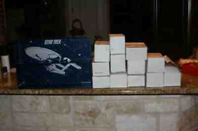 1991 Danbury Mint Star Trek Ceramic Figure Collection Complete With Display