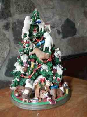 Danbury Mint English Bulldog Lighted Christmas Tree, retired, works