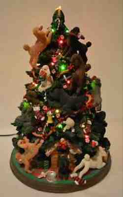Danbury Mint Poodle Dog Christmas Tree Lighted Figurine Retired