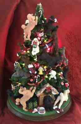 Danbury Mint Poodle Dog Christmas Tree Lighted Figurine Retired RARE Beautiful