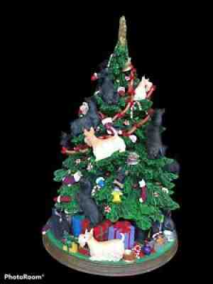 Rare Danbury Mint Scottish Terrier Christmas Tree Collectible With Lights & Cord