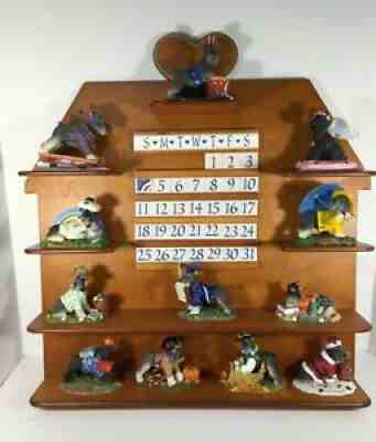 COMPLETE Danbury Mint SCHNAUZER DOG Perpetual Calendar MONTHLY Lovely & RARE!