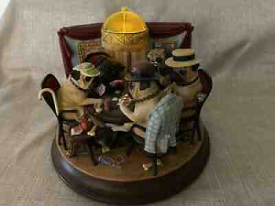 Rare Light Up Danbury Mint Poker Playing Pugs Collectible Figurine
