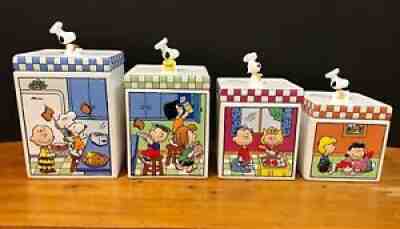 Rare "The Peanuts Canister Collection" Set of 4 by Danbury Mint