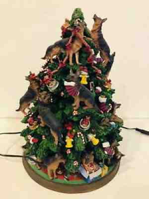 Rare Danbury Mint German Shepherd Dog Figurine Lighted Christmas Tree Retired