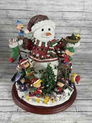 DANBURY MINT PEANUTS CHRISTMAS SNOWMAN - LIGHTED Charlie Brown, Huge! Snoopy