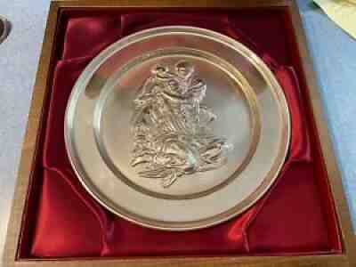 Solid Sterling Silver "The Holy Family" Danbury Mint Plate