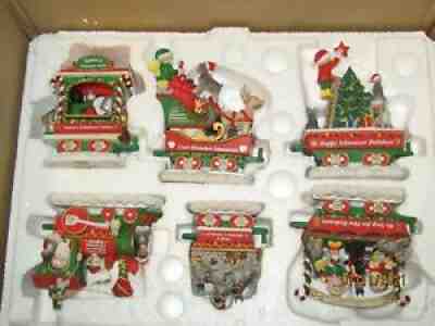 RARE Danbury Mint Miniature Schnauzer Express Christmas Dog Train 6 PCS