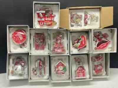 12 Danbury Mint OHIO STATE BUCKEYE'S COLLEGE FOOTBALL Christmas Ornaments NIB