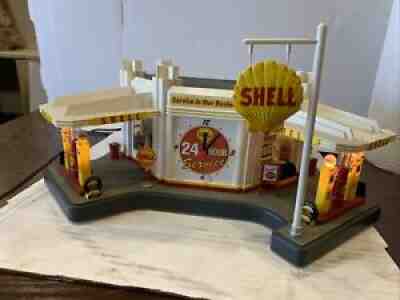 DANBURY MINT VINTAGE SHELL GAS SERVICE STATION CLOCK DIORAMA DISPLAY all workin