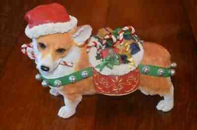 Retired Rare Danbury Mint Christmas Santa Corgi Dog Figurine Holiday 8.5" x 10"