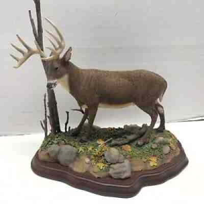 RARE! Danbury Mint MAKING HIS MARK Retired Whitetail Deer Buck Sculpture w/ Base