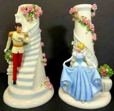 Rare The Danbury Mint Walt Disney's CINDERELLA Porcelain Candlesticks #A699