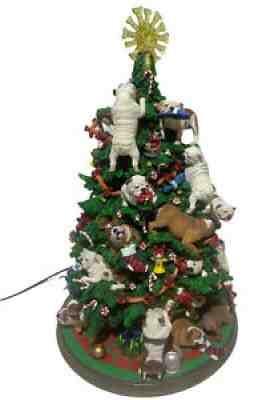 Retired Danbury Mint English Bulldog Lighted Christmas Tree Rare READ DESC