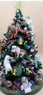 ENGLISH BULLDOG~Danbury Mint~Christmas Tree WITH Rare STAR Lighted Dog Figurine