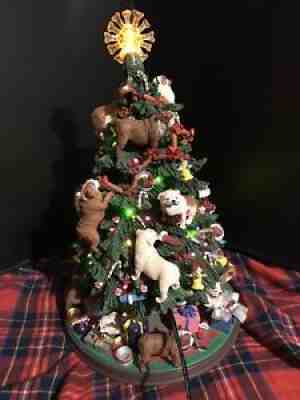 Retired Danbury Mint English Bulldog Lighted Christmas Tree Rare With Star