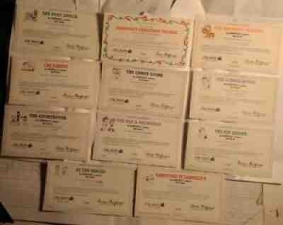 DANBURY MINT GARFIELDâ??S CHRISTMAS VILLAGE COMPLETE SET OF 1O BUILDINGS