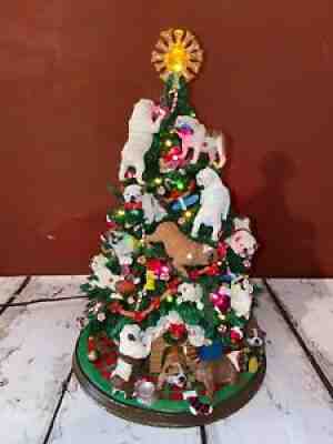 Retired Lighted Danbury Mint Bulldog Christmas Tree With Rare Bone Star - Works