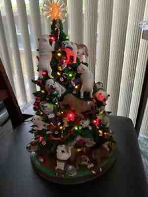 Retired Danbury Mint ENGLISH BULLDOG Lighted Christmas Tree,Limited Edition,Rare