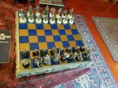 Vintage 1994 Star Wars Danbury Mint Complete Official Pewter Chess Set w/ Book