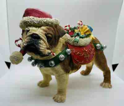 Danbury Mint English Bulldog Christmas Statue retired EXCELLENT CONDITION!!