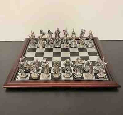 DANBURY MINT FANTASY OF THE CRYSTAL + ARMY OF DARKNESS CHESS SET SWAROVSKI