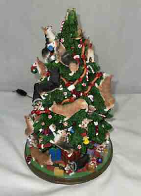 Danbury Mint -Corgi Dogs Figurine Lighted Christmas Tree - Retired 13" Tall