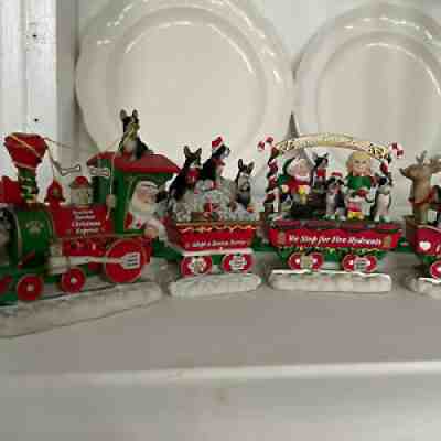 Danbury Mint Boston Terrier Christmas Express Train Dog Figurine Set Holiday 6pc
