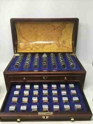 Danbury Mint State Quarter Treasure Chest With 728 Uncirculated Coins With Key