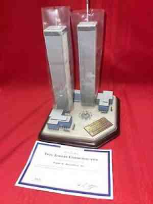 TWIN TOWERS DANBURY MINT COMMEMORATIVE SCULPTURE FIRST TIME OUT OF BOX! MINT!!!!