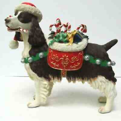 Rare Danbury Mint Christmas Springer Spaniel Dog With Gifts & Candy Statue 10"
