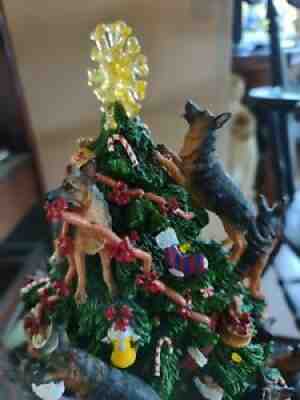 RARE Danbury Mint Lighted German Shepard Dog Christmas Tree Cold Cast Porcelain