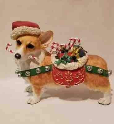 Danbury Mint Christmas Santa Corgi Dog Figurine - RARE!