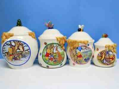 Danbury Mint The Winnie The Pooh Canister collection complete set of 4 Excellent