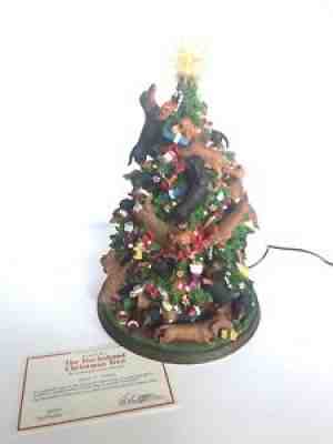 Vintage Danbury Mint Dachshund Christmas Tree w/Lights Plug-in Box & Certificate
