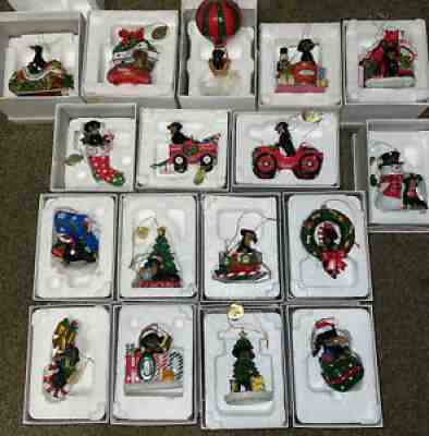 COMPLETE SET 17 Annual Danbury Mint Dachshund Christmas Ornaments 2004-2020 wBox