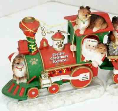 Danbury Mint Sheltie Christmas Express Train Rare Tail-Wagging Holiday Display