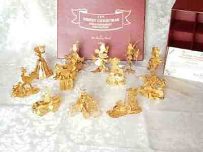 The DISNEY Christmas Gold Ornament Collection Complete 12 Piece Danbury Mint