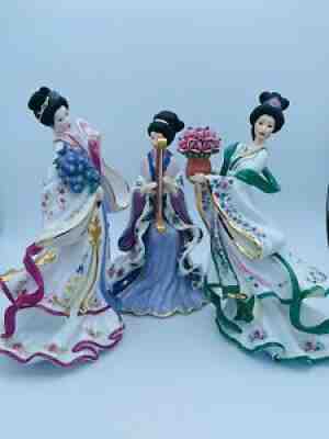 Lot of 3 Danbury Mint Princesses by Lena Liu- Harp, Rose and Iris Mint Condition