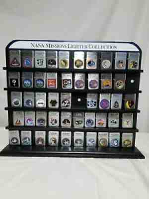 Vintage Danbury Mint NASA MISSIONS LIGHTER COLLECTION of 58 W/Display Case