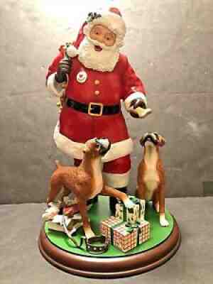 DANBURY MINT SANTA'S BOXER BUDDIES CHRISTMAS DOG FIGURINE