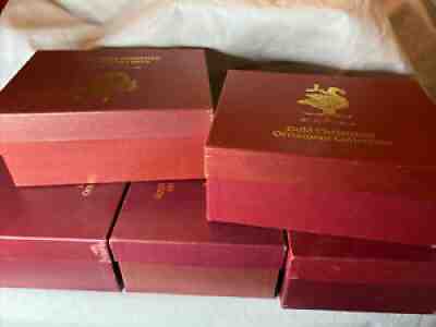 Danbury Mint Gold Christmas Ornaments original box Sets 1988-92 ( Missing 2 Pc.)