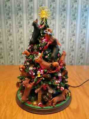 Vintage Danbury Mint Dachshund Lighted Christmas Tree w/Plug-In Retired