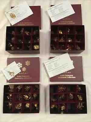 Danbury Mint Gold Christmas Ornaments Original Box 4 Sets 2007-2010 Missing 4 Pc