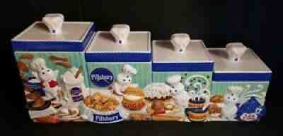 DANBURY MINT PILLSBURY DOUGHBOY 4 PIECE CANISTER SET COOKIE JAR COFFEE 2000