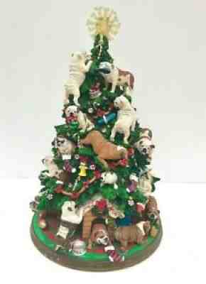 Danbury Mint English Bulldog Lighted Christmas Tree w/ Star Spare Bulbs Complete