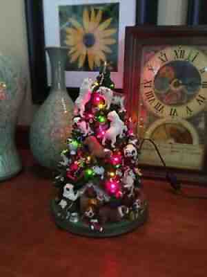 Retired Danbury Mint English Bulldog Lighted Christmas Tree Rare