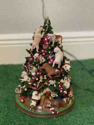 Retired Lighted Danbury Mint Bulldog Christmas Tree RARE Missing star READ