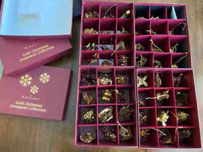 Lot Danbury Mint Set of 12 Gold Plated Ornaments: 4 Boxes of 12 = 48 Ornaments